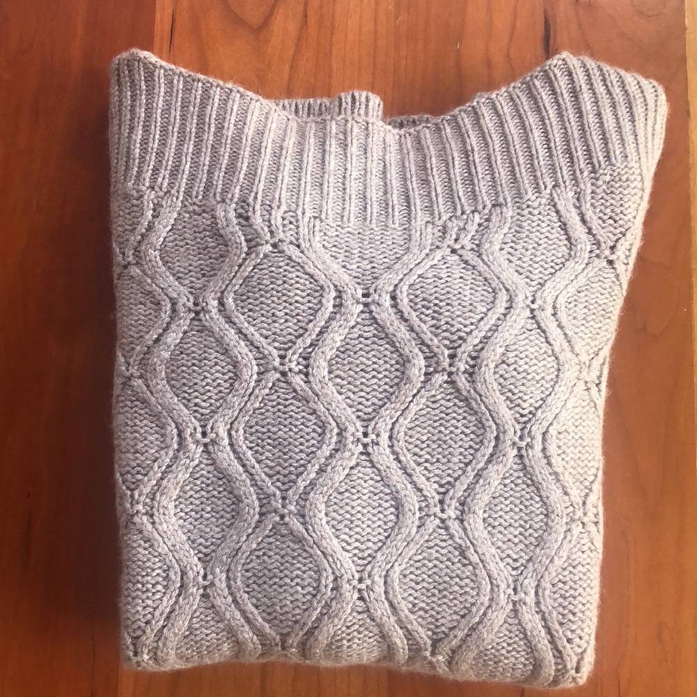 LOFT ANN TAYLOR Boatneck Cable Knit Sweater - Tan- Medium - Picture 10 of 10